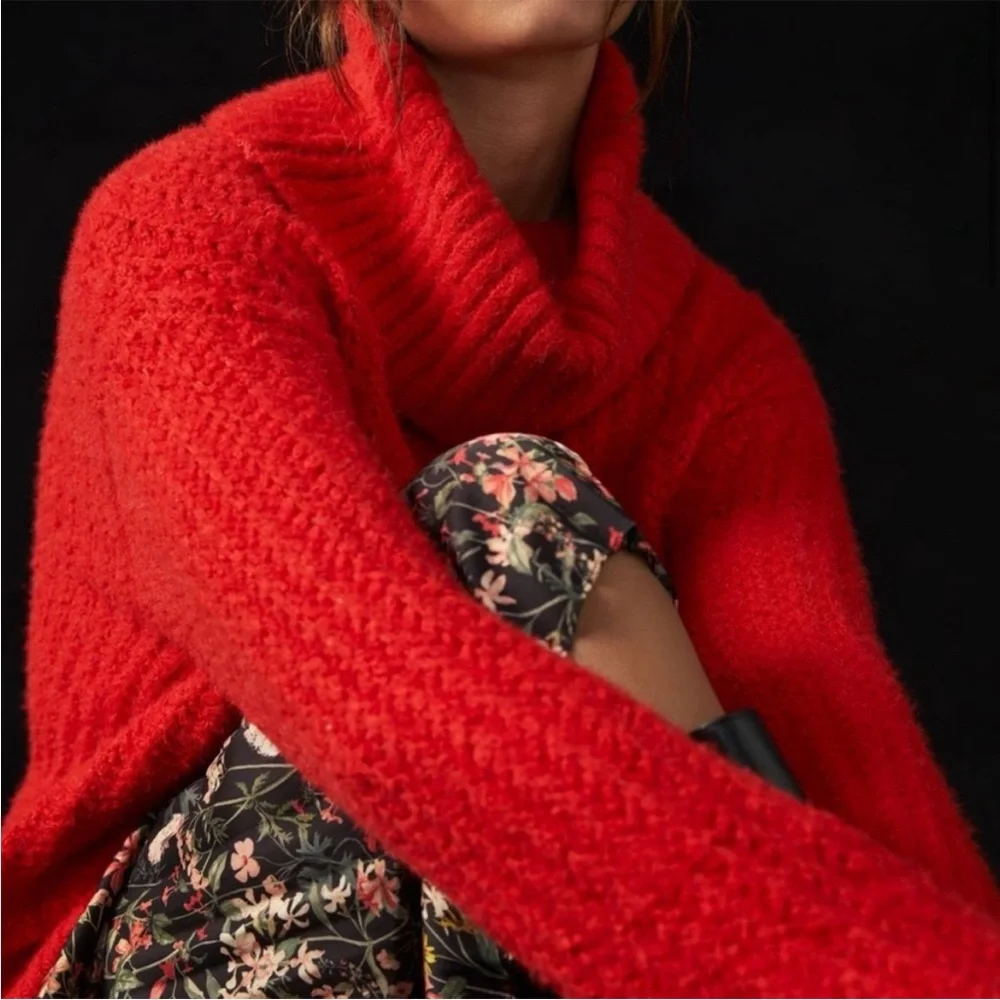 Anthropologie Maeve Cowl Neck Fuzzy Sweater